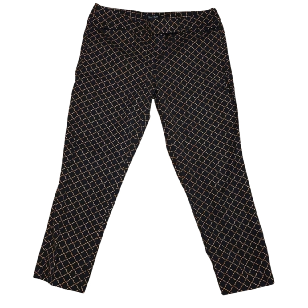 White House Black Market Black and Gold Patterned Pants size 14